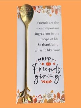 Gold Friendsgiving Decorative Serving Spoon - Festive Friend gift.